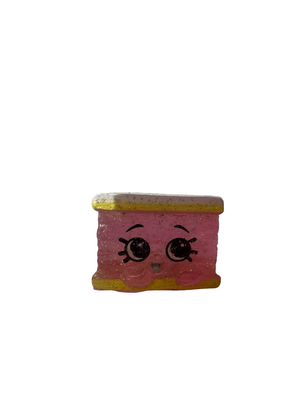 Shopkins Pink Glitter Cake Slice with Yellow Frosting Accent